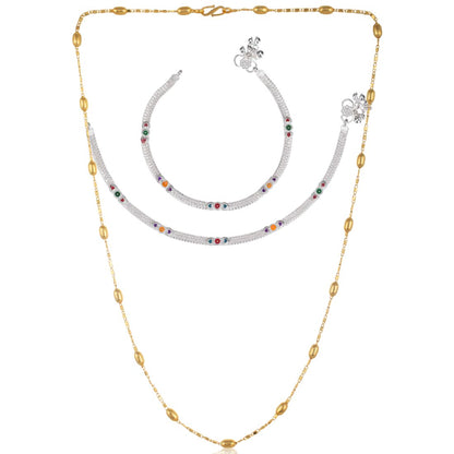 Silver Plated Anklets & 22 inch Gold Plated Chain
