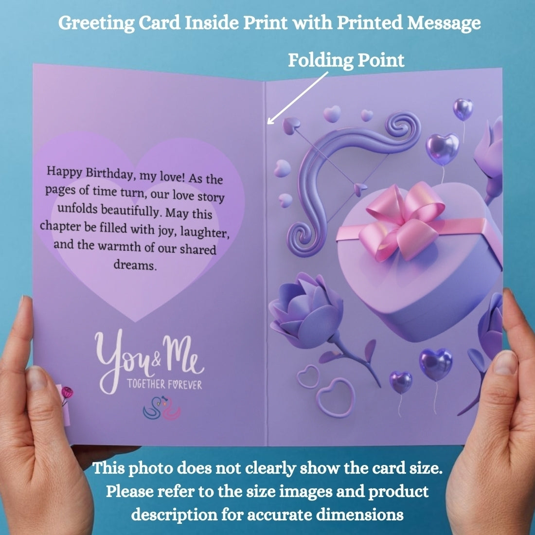 Photo Greeting Card with for Wife Girlfriend | Preprinted Inside Message