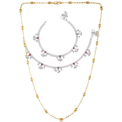 Silver Plated Anklets & 22 inch Gold Plated Chain