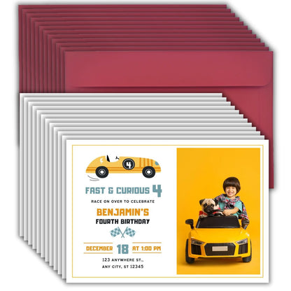 Custom Birthday Invitation Card for Kids with Envelopes | Pack of 12 | One side Printed