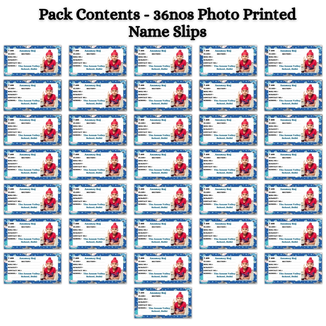 Kids Photo Name Slips Pack of 36