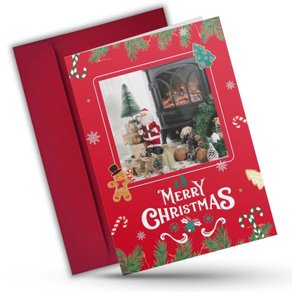 Christmas Photo Greeting Card with Inside Custom Text
