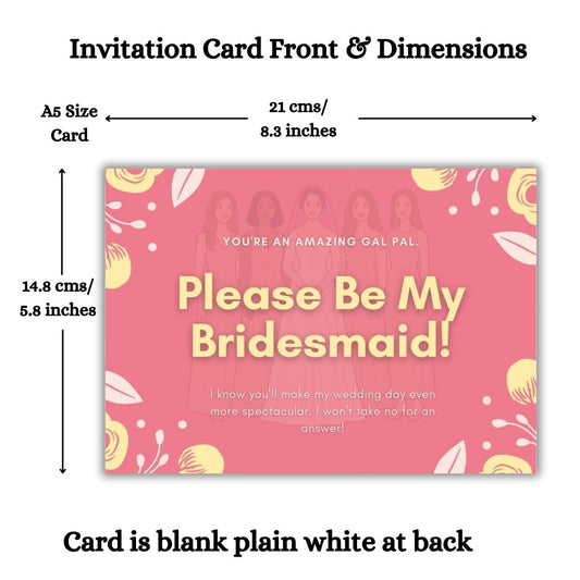 Bridesmaid Proposal Invitation Cards 5.8x8.3inch | Wedding Invite
