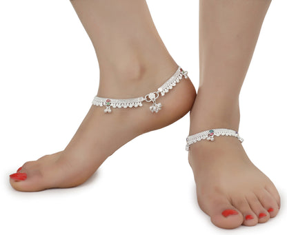 Silver Plated Anklets & 22 inch Gold Plated Chain