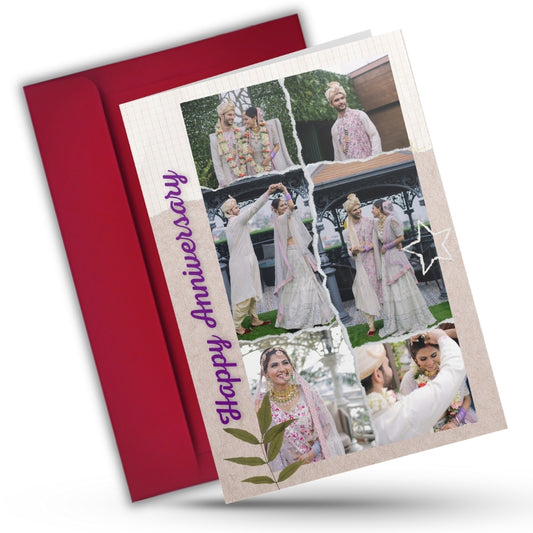 Customised Wedding Anniversary Greeting Card with Photos | Preprinted Inside Message
