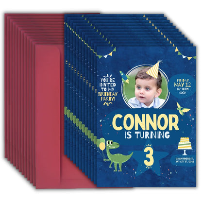Custom Birthday Invitation Card for Kids with Envelopes | Pack of 12 | One side Printed