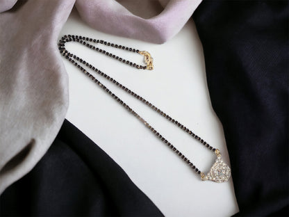 Gold Plated AD Mangalsutra with Black Beads