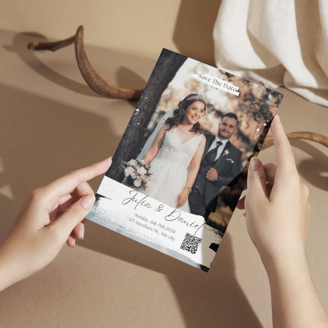 Wedding Invitation Card with Couple Photo | Customised Pack of 12 | One side Printed | Envelopes Included