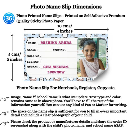Kids Photo Name Slips Pack of 36