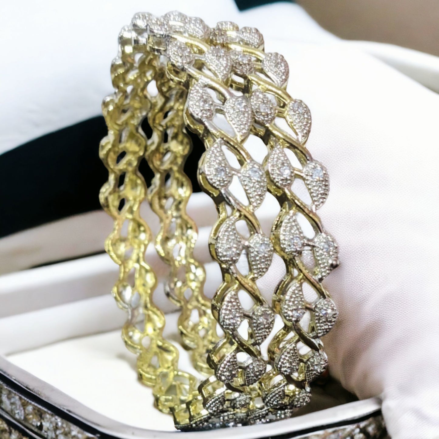 Gold Plated AD Kada Bangles Pair