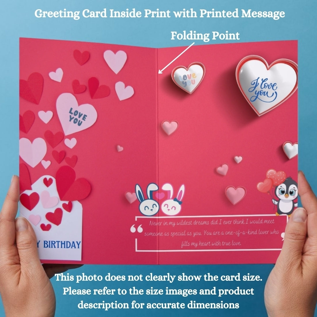 Photo Greeting Card with for Wife Girlfriend | Preprinted Inside Message