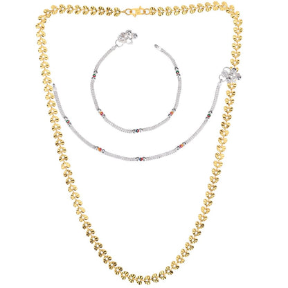 Silver Plated Anklets & 22 inch Gold Plated Chain