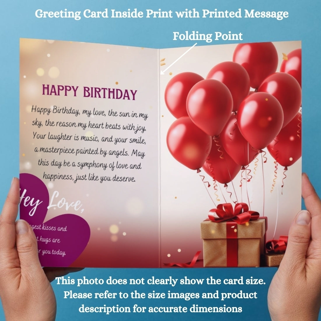 Photo Greeting Card with for Wife Girlfriend | Preprinted Inside Message