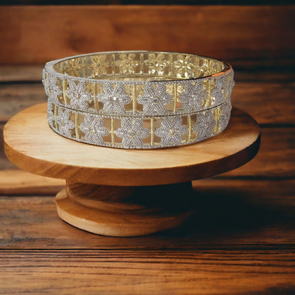 Gold Plated AD Kada Bangles Pair