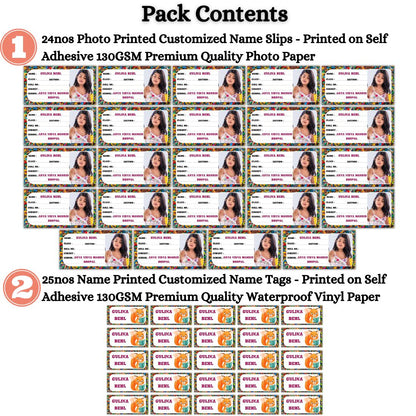 Kids Photo Name Slips & Tags | Pack of 49 | 24 Name Slips & 25 Tags