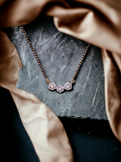 Gold Plated AD Mangalsutra with Black Beads