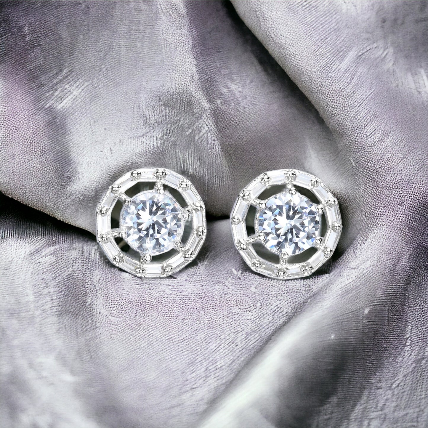 Silver Plated AD Earrings Set