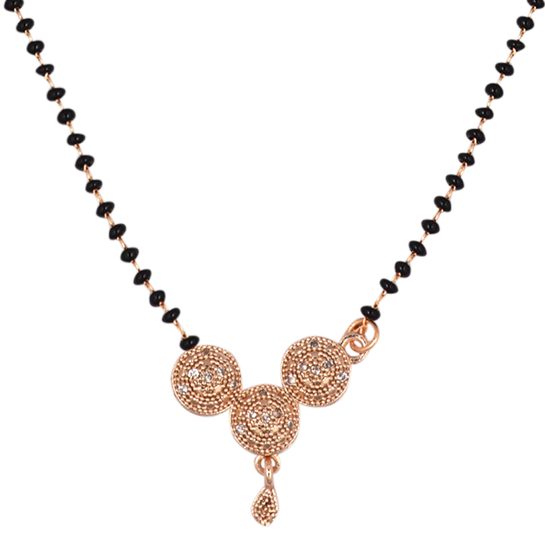 Gold Plated AD Mangalsutra with Black Beads