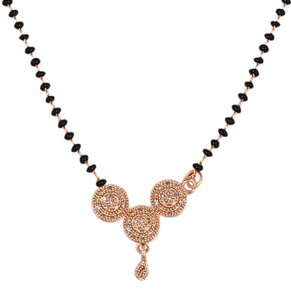 Gold Plated AD Mangalsutra with Black Beads