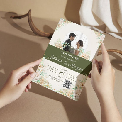 Wedding Invitation Card with Couple Photo | Customised Pack of 12 | One side Printed | Envelopes Included