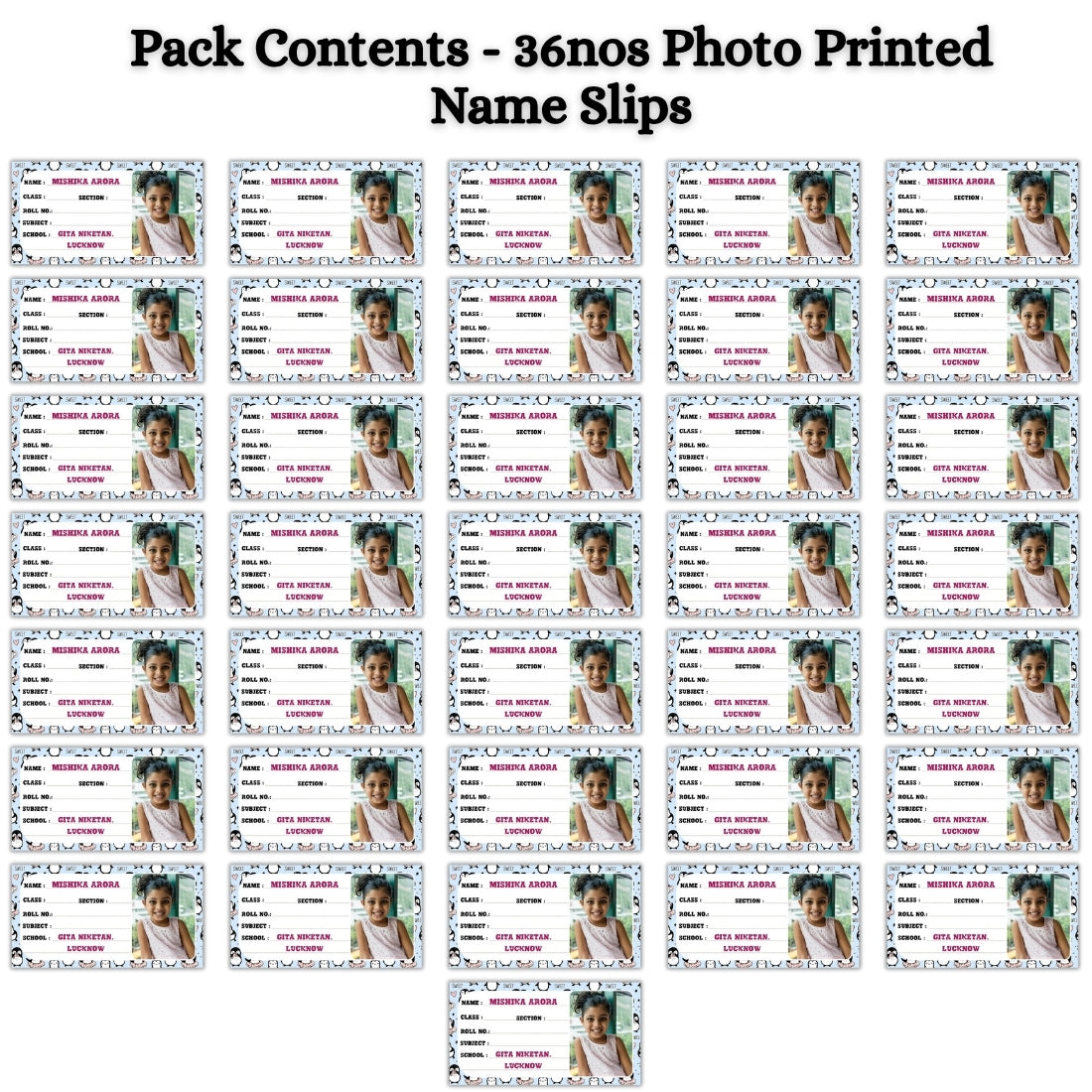 Kids Photo Name Slips Pack of 36