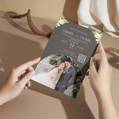 Wedding Invitation Card with Couple Photo | Customised Pack of 12 | One side Printed | Envelopes Included