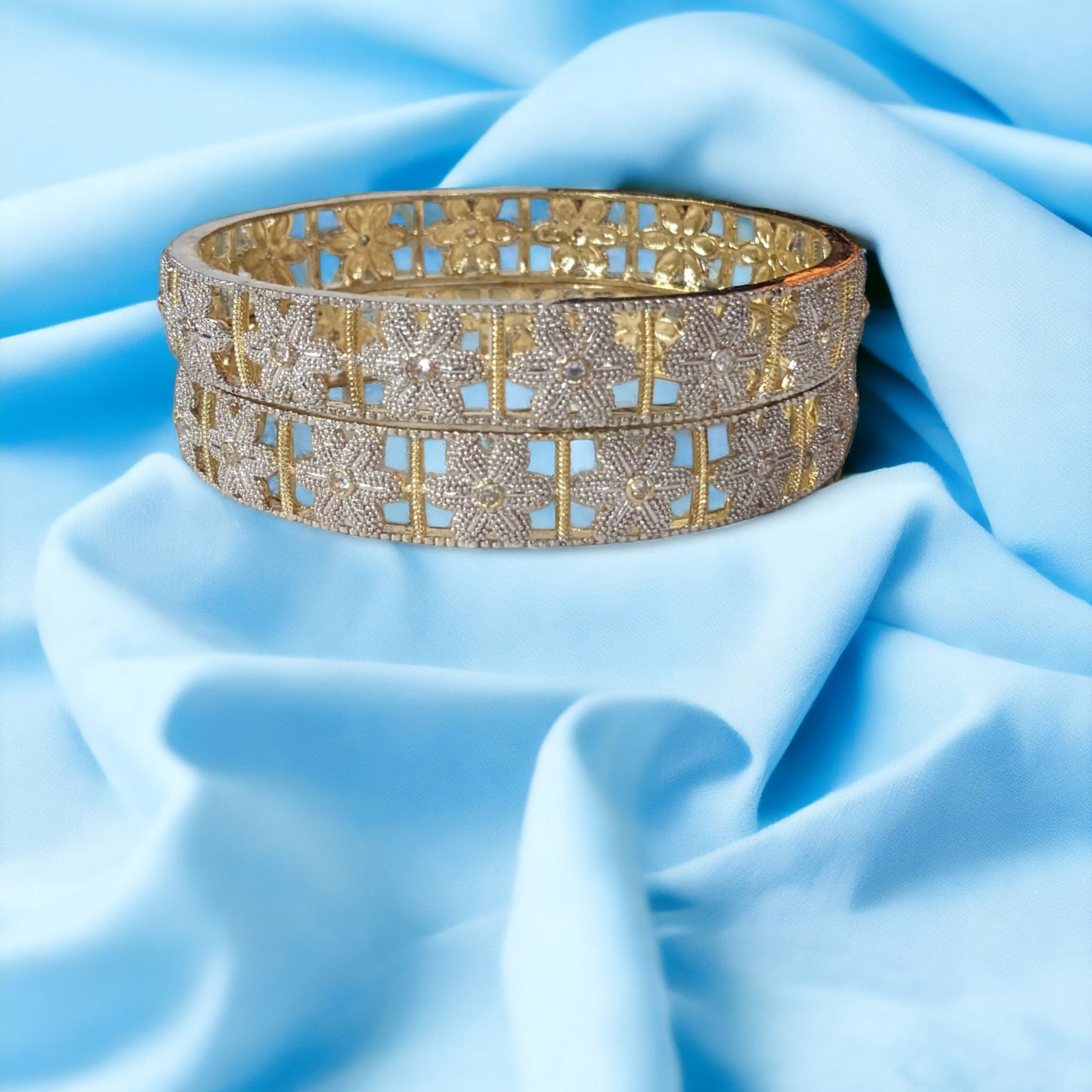 Gold Plated AD Kada Bangles Pair