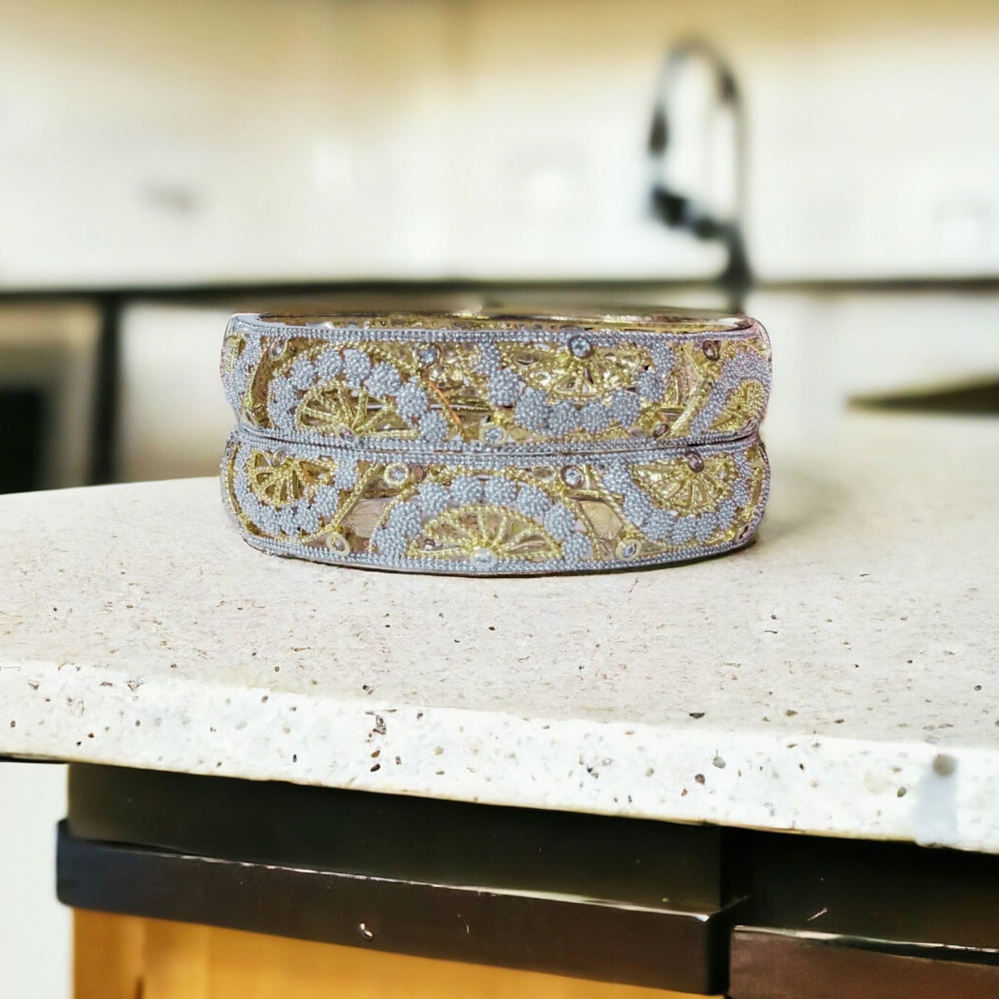 Gold Plated AD Kada Bangles Pair