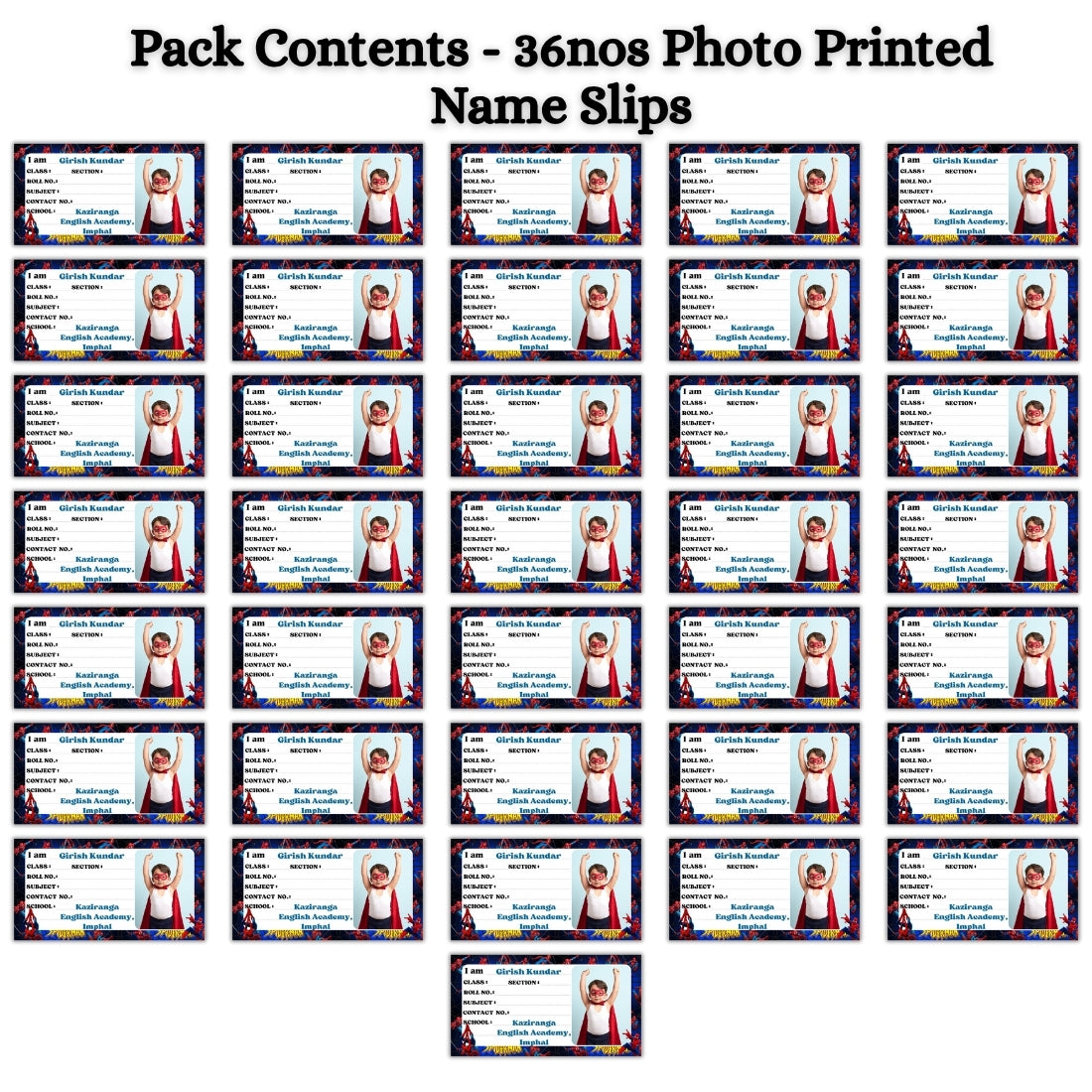 Kids Photo Name Slips Pack of 36
