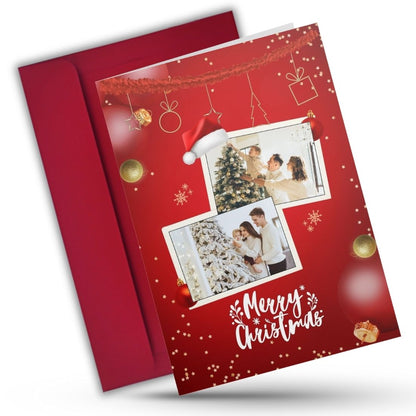 Christmas Photo Greeting Card with Inside Custom Text