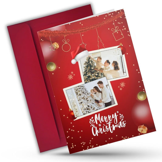 Christmas Photo Greeting Card with Inside Custom Text