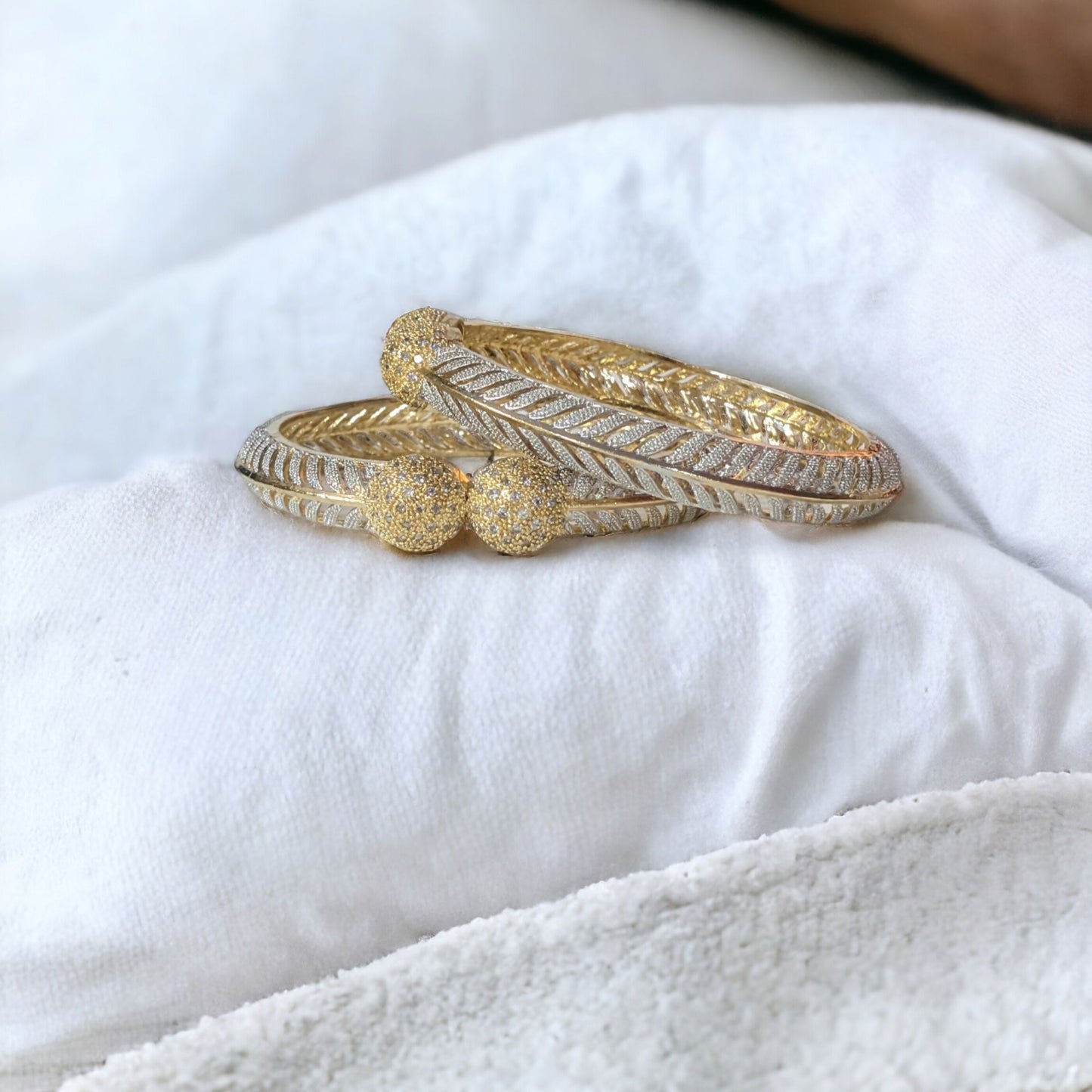 Gold Plated AD Kada Bangles Pair