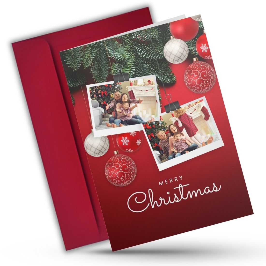 Christmas Photo Greeting Card with Inside Custom Text