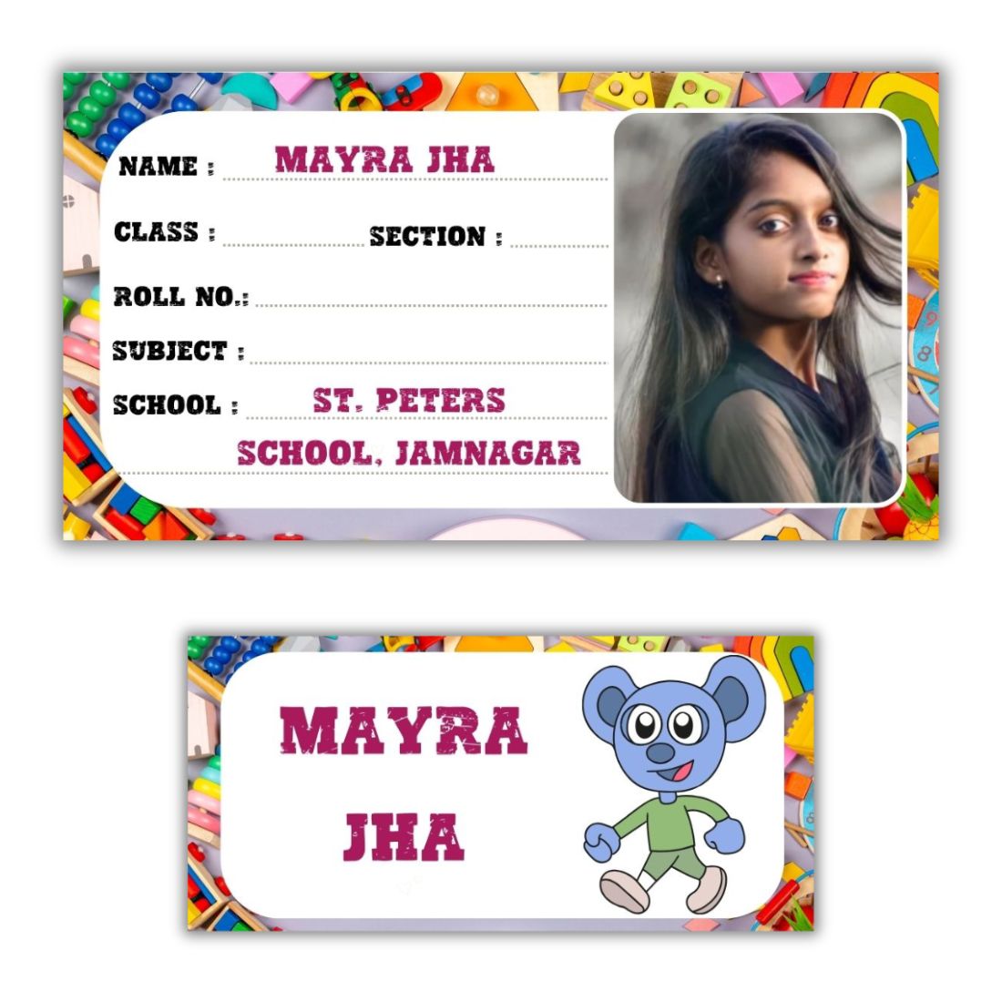 Kids Photo Name Slips & Tags | Pack of 49 | 24 Name Slips & 25 Tags