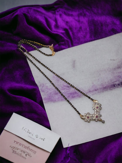 Gold Plated AD Mangalsutra with Black Beads
