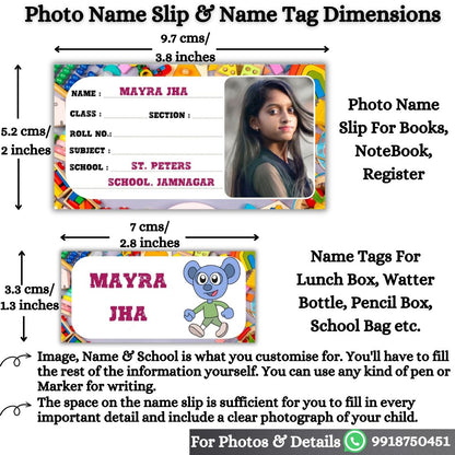 Kids Photo Name Slips & Tags | Pack of 49 | 24 Name Slips & 25 Tags