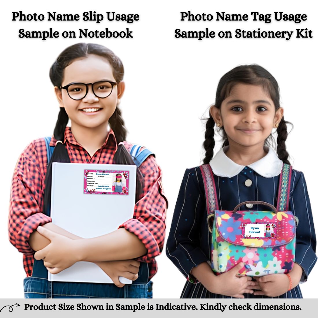 Kids Photo Name Slips & Tags | Pack of 63 | 36 Name Slips & 27 Tags