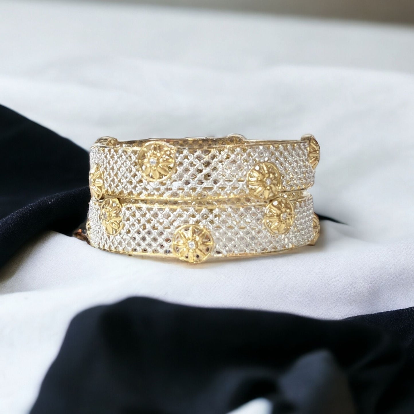 Gold Plated AD Kada Bangles Pair