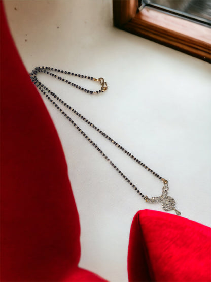 Gold Plated AD Mangalsutra with Black Beads