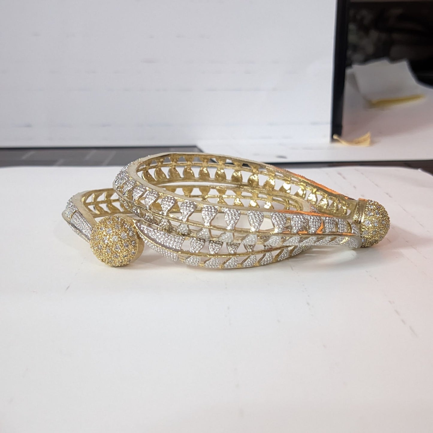 Gold Plated AD Kada Bangles Pair