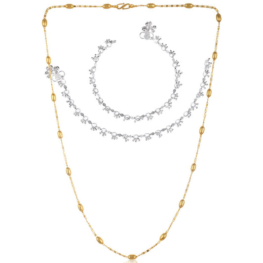 Silver Plated Anklets & 22 inch Gold Plated Chain