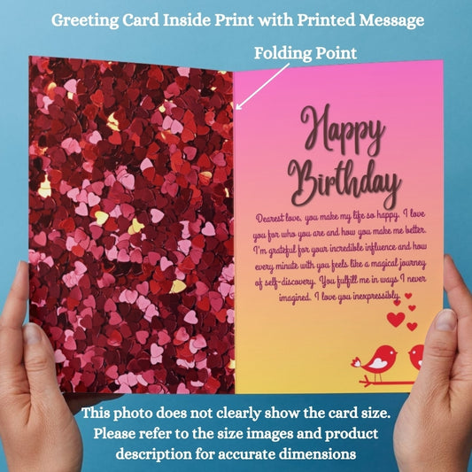 Birthday Greeting Card with Photo for Wife Girlfriend | Preprinted Inside Message