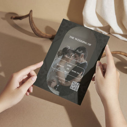 Wedding Invitation Card with Couple Photo | Customised Pack of 12 | One side Printed | Envelopes Included