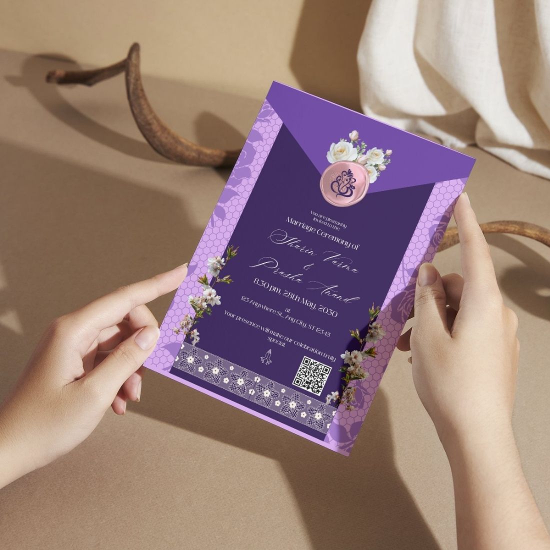 Wedding Invitation Cards with Envelopes | Customised Pack of 12 | One side Printed