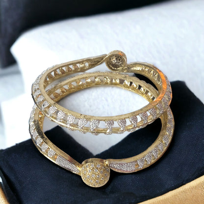 Gold Plated AD Kada Bangles Pair