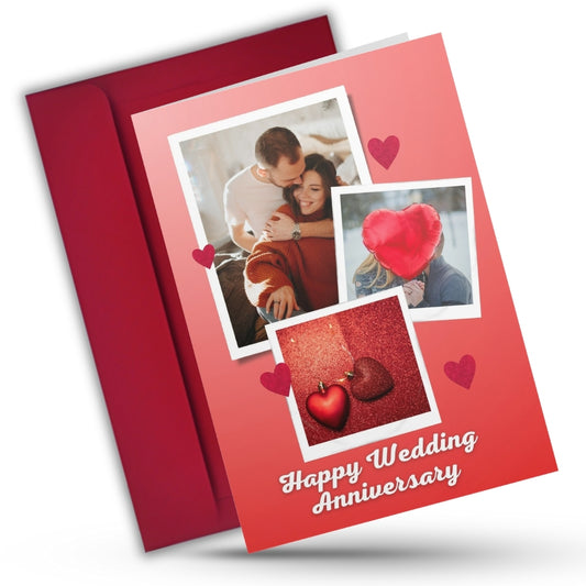 Customised Wedding Anniversary Greeting Card with Photos | Preprinted Inside Message