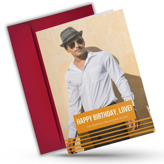 Photo Greeting Card with for Husband Hubby Boyfirend | Preprinted Inside Message