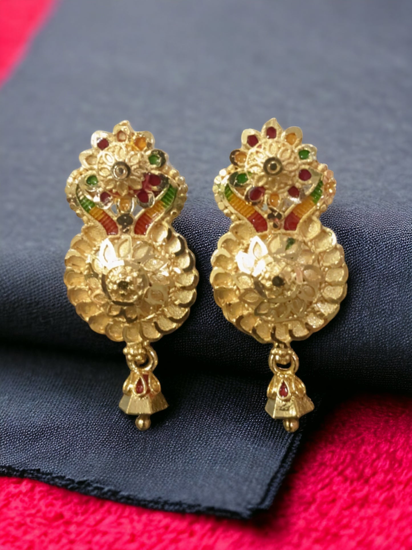 Gold Plated Meena Earrings Set