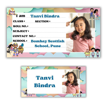 Kids Photo Name Slips & Tags | Pack of 63 | 36 Name Slips & 27 Tags