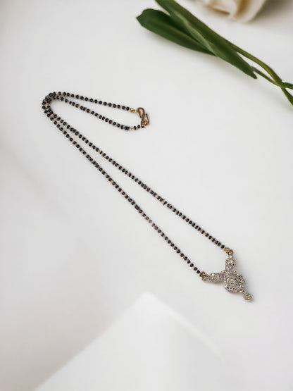 Gold Plated AD Mangalsutra with Black Beads